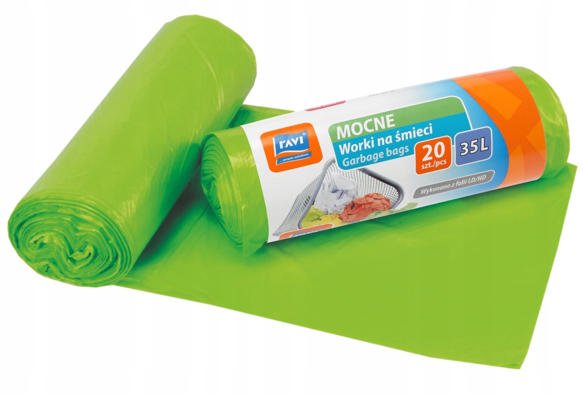 

Ravi Worki Na Śmieci Mocne Zielone 35 L / 20 Szt