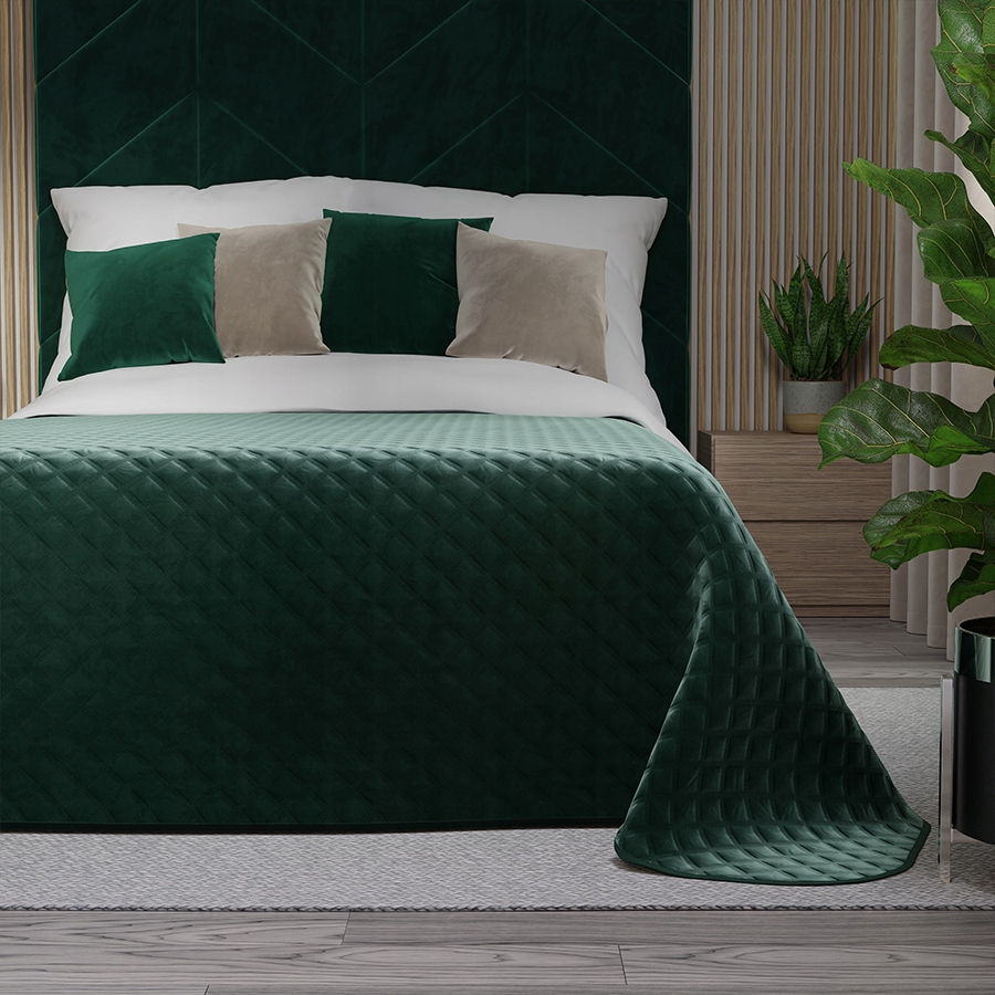 Velvi Přehoz na postel, 170 x 210 cm, smaragdově zelená barva