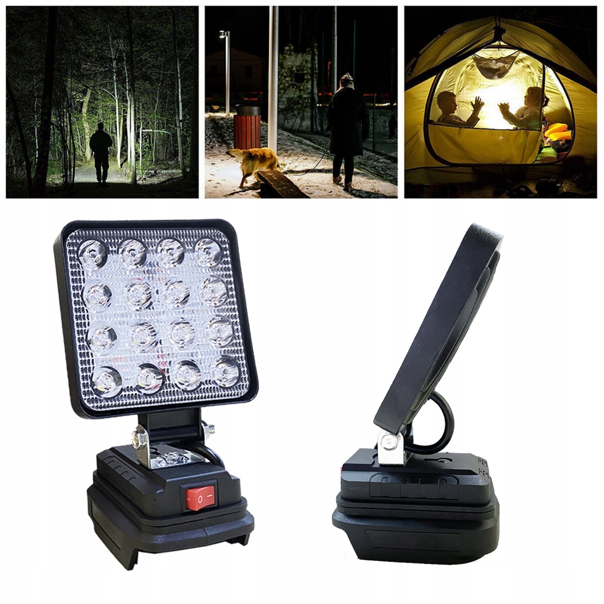 27W Lampa Do Makita 18V halogen Lampka Robocza Latarka 2X Usb 4CALI 16LED