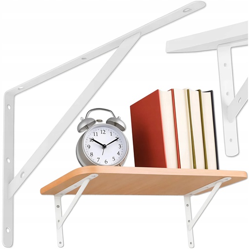 WSPORNIK PÓŁKI WZMOCNIONY STALOWY SZARY 300X185MM DO MEBLI UNIWERSALNY