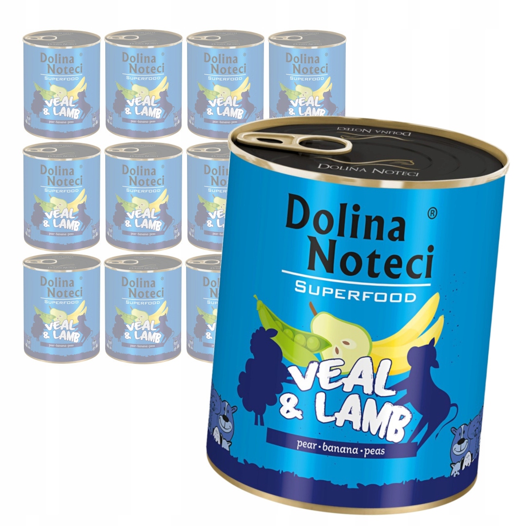 Dolina Noteci Superfood Telecí jehněčí 12x800 Vlhké Krmivo pro psy