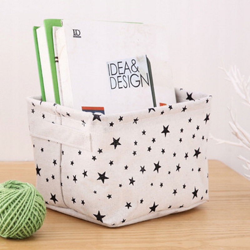 POJEMNIK PŁÓCIENNY KOSZYK Do Przechowywania Biały w Gwiazdki Marka Likado