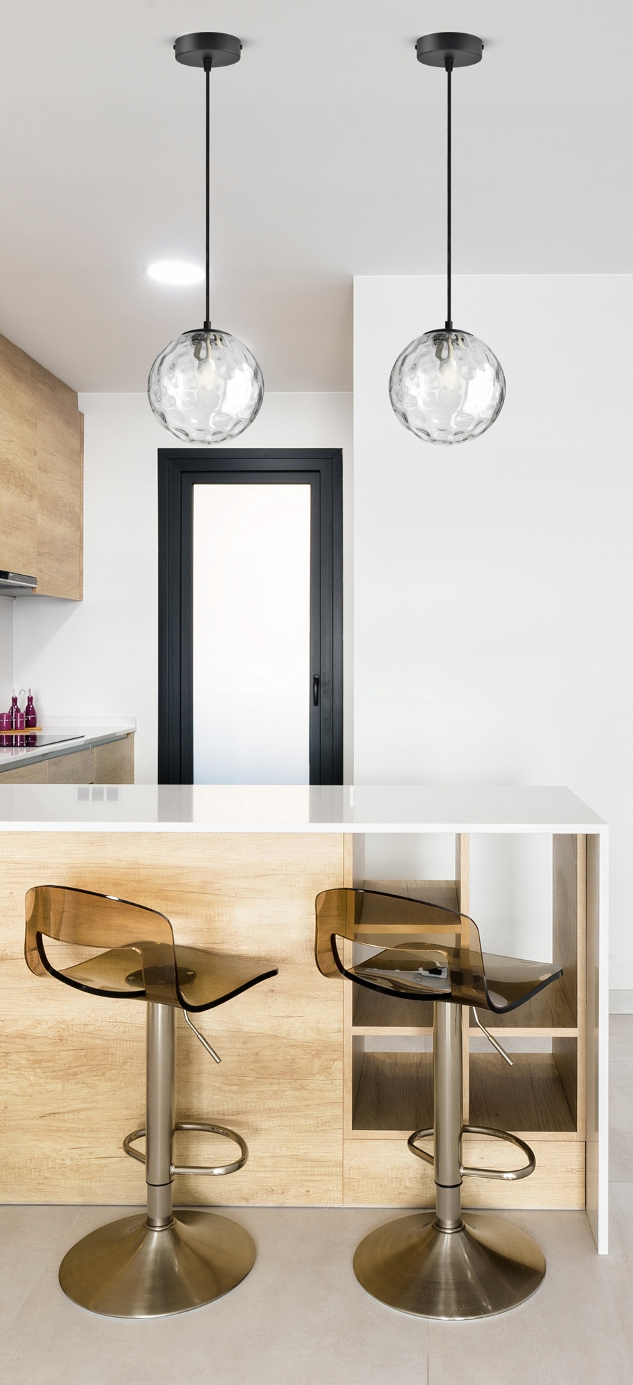 Lampa Wisząca Sufitowa Żyrandol Szklana Kula - EZ1 Texture LED G9 Długość/wysokość 80 cm