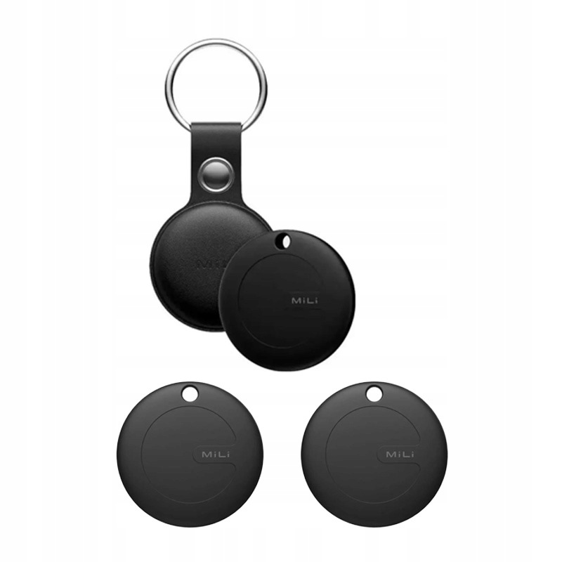 MILI MiTag Apl, černý černý přívěšek, 3 kusy Black+Black iOS