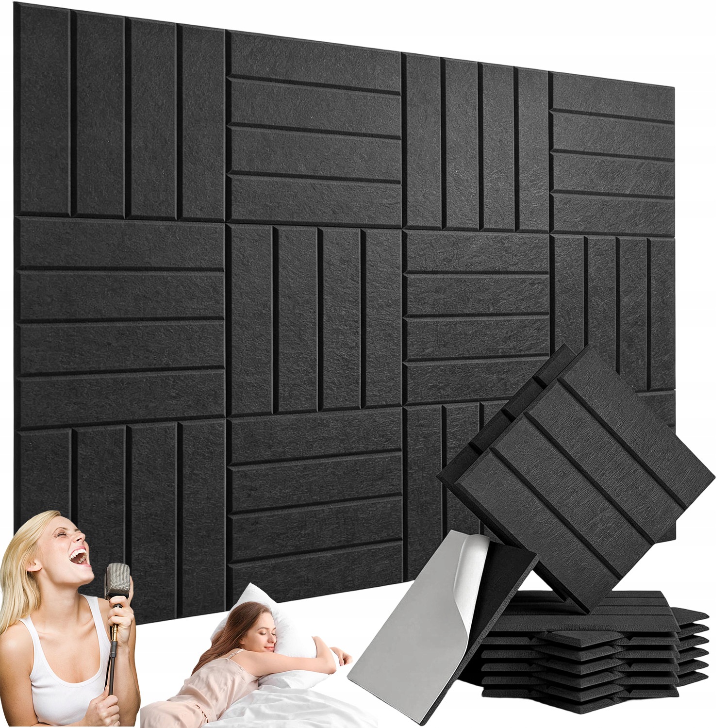 Pěnová Podložka Houbička 1.1 M² Černá Odhlučnění Místností 30*30 CM