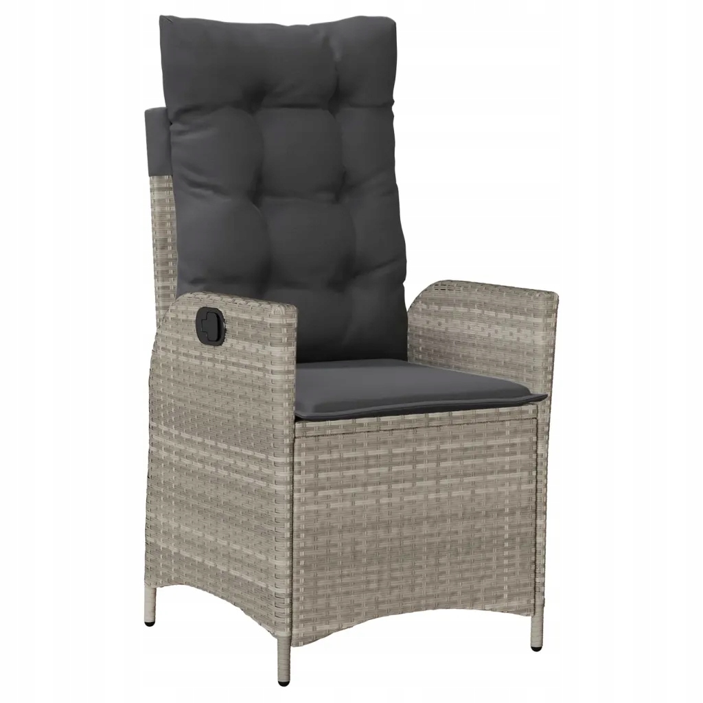 Rozkládací zahradní židle světle šedá s polštáři 57 x 61 x 93 cm