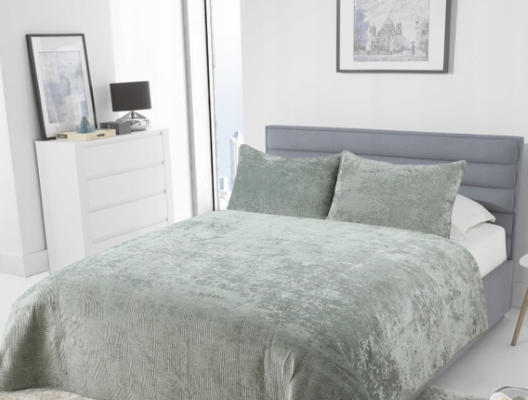 Přikrývka 200X220 2x povlak 50x70 Welwet Zelená Ava Inspirace