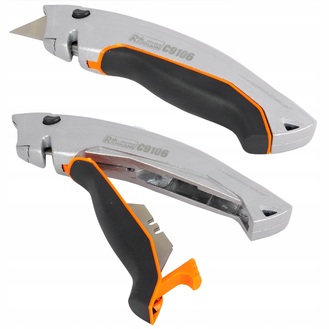 NOŻYK NA OSTRZA TRAPEZOWE Z MAGAZYNKIEM ALUMINIOWY +3 OSTRZA RICHMANN C9106 Marka RICHMANN