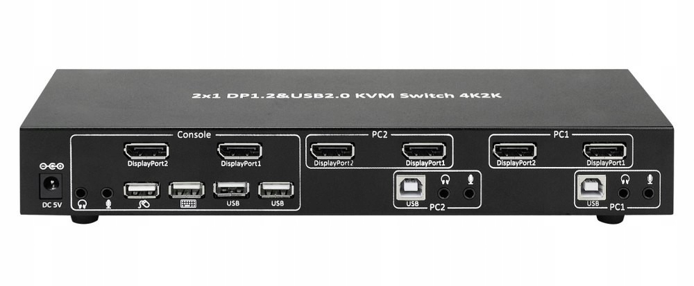

Przełącznik Kvm DisplayPort/USB 2x1 Dual Video