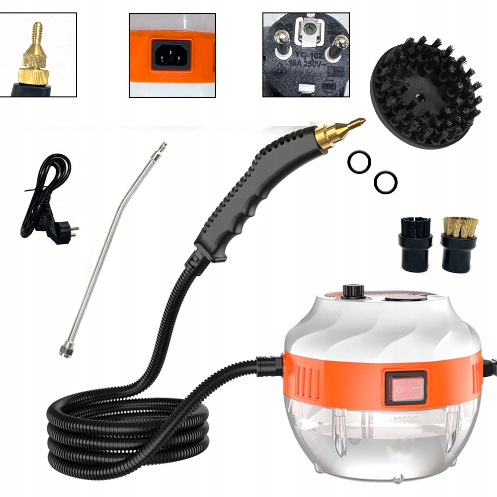 Parní Čistič 1500 W, 6 rychlostních stupňů, Tlak 3 Bar, Barva Oranžová