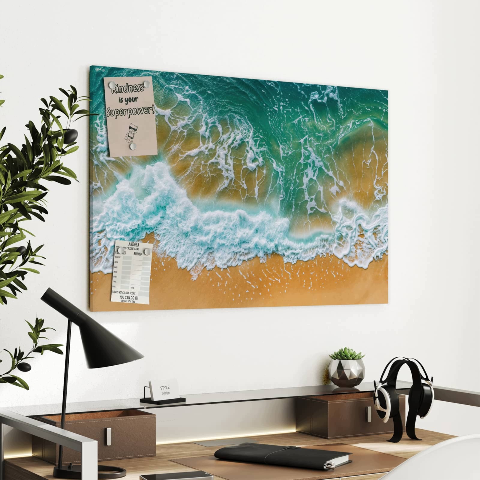 Magnetická tabule Vlny Mořské 90 × 60 cm