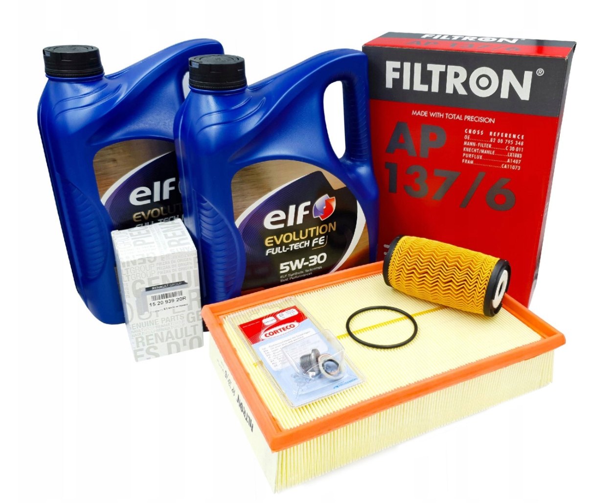 Sada 2 filtrů Renault Master III 2.3 dCi Olej Elf Full-Tech 5W30 10L