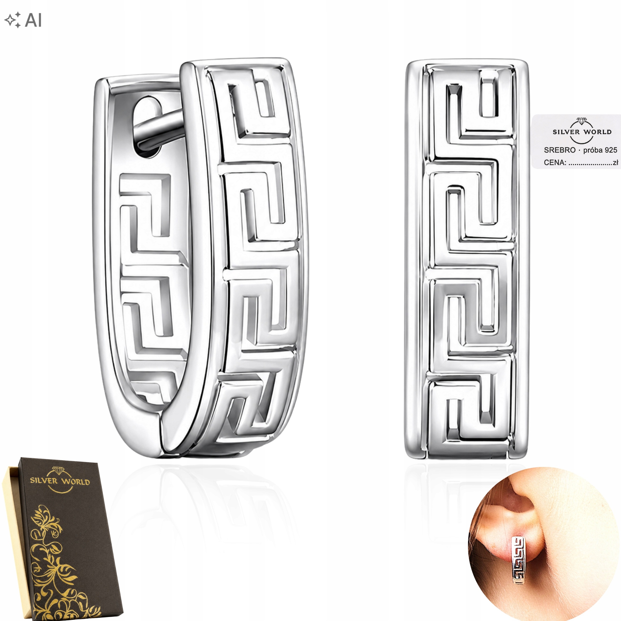Stříbrné Náušnice 925 Závěsný Řecký Motiv Stříbro 925 Elegantní Krabička