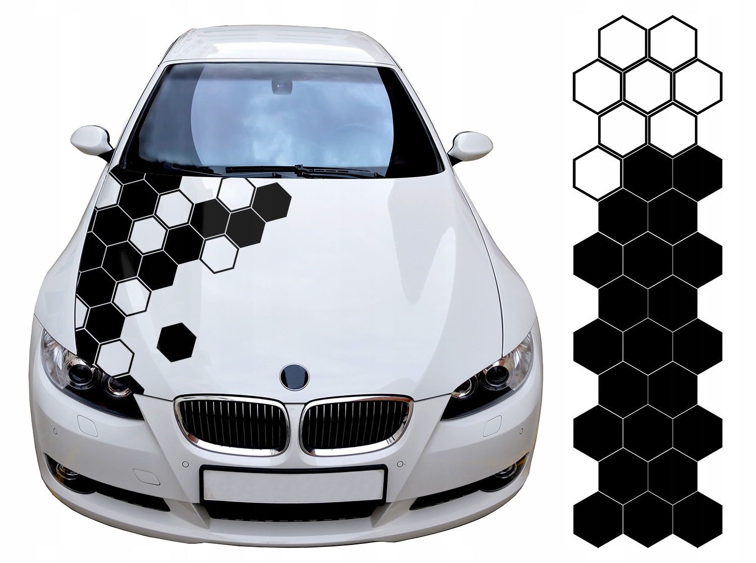 

Naklejki na Auto Maskę Hexagon 30 sztuk 15cm