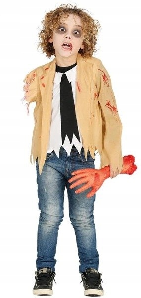 STRÓJ CHŁOPIEC ZOMBIE BEZ RĘKI HALLOWEEN 128