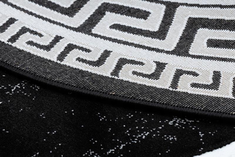 Dywan GLOSS 150 kółko czarno biały GRECKI okrągły Wzór geometryczny