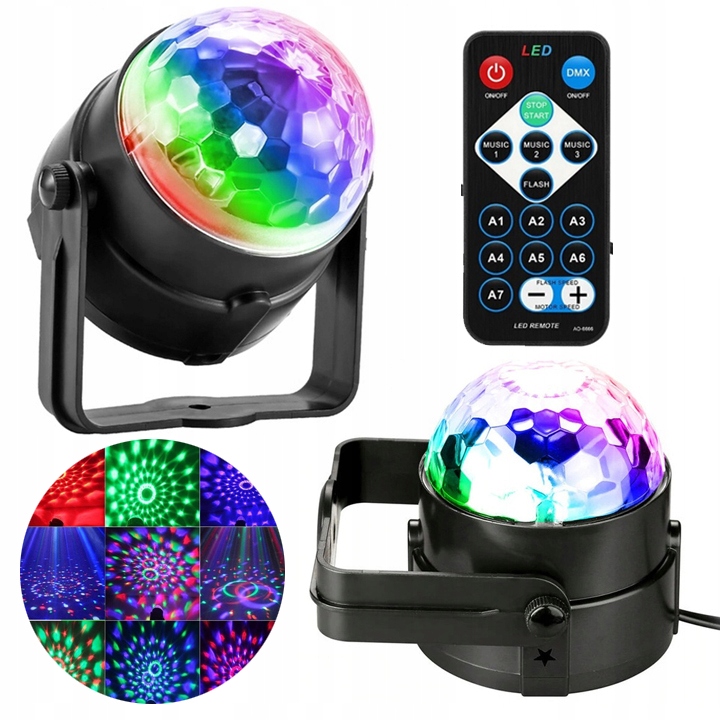 Диско-проектор, диско-шар, светодиодный прожектор RGB, оригинальная упаковка