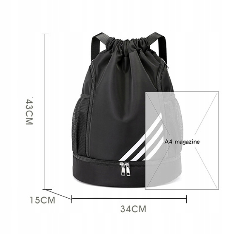 WOREK TORBA Z SZNURKIEM NA PIŁKARSKA I KOSZYKÓWKA Kolor dominujący czarny