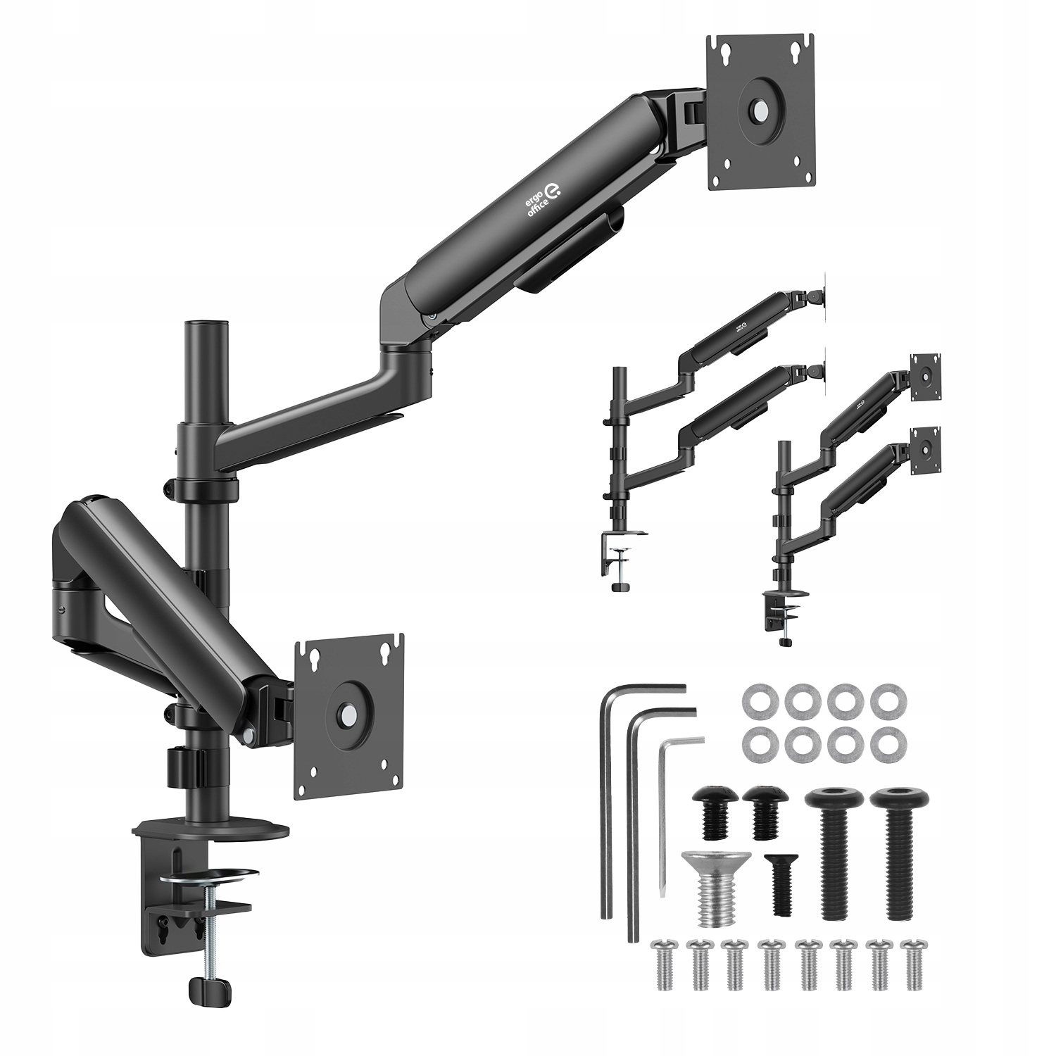 Držák pro 2 monitory 17-32" 10 kg plynové pružiny nastavitelný, černý, stolní