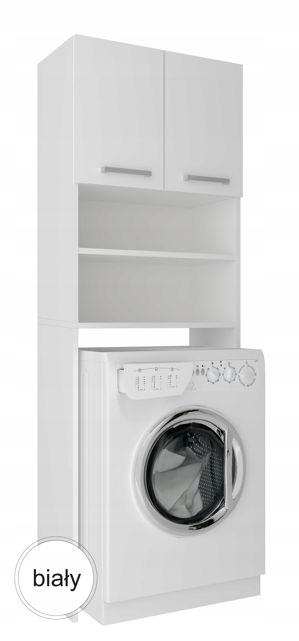 Szafka nad pralkę łazienkowa POLA - BIAŁA Szerokość mebla 64.2 cm