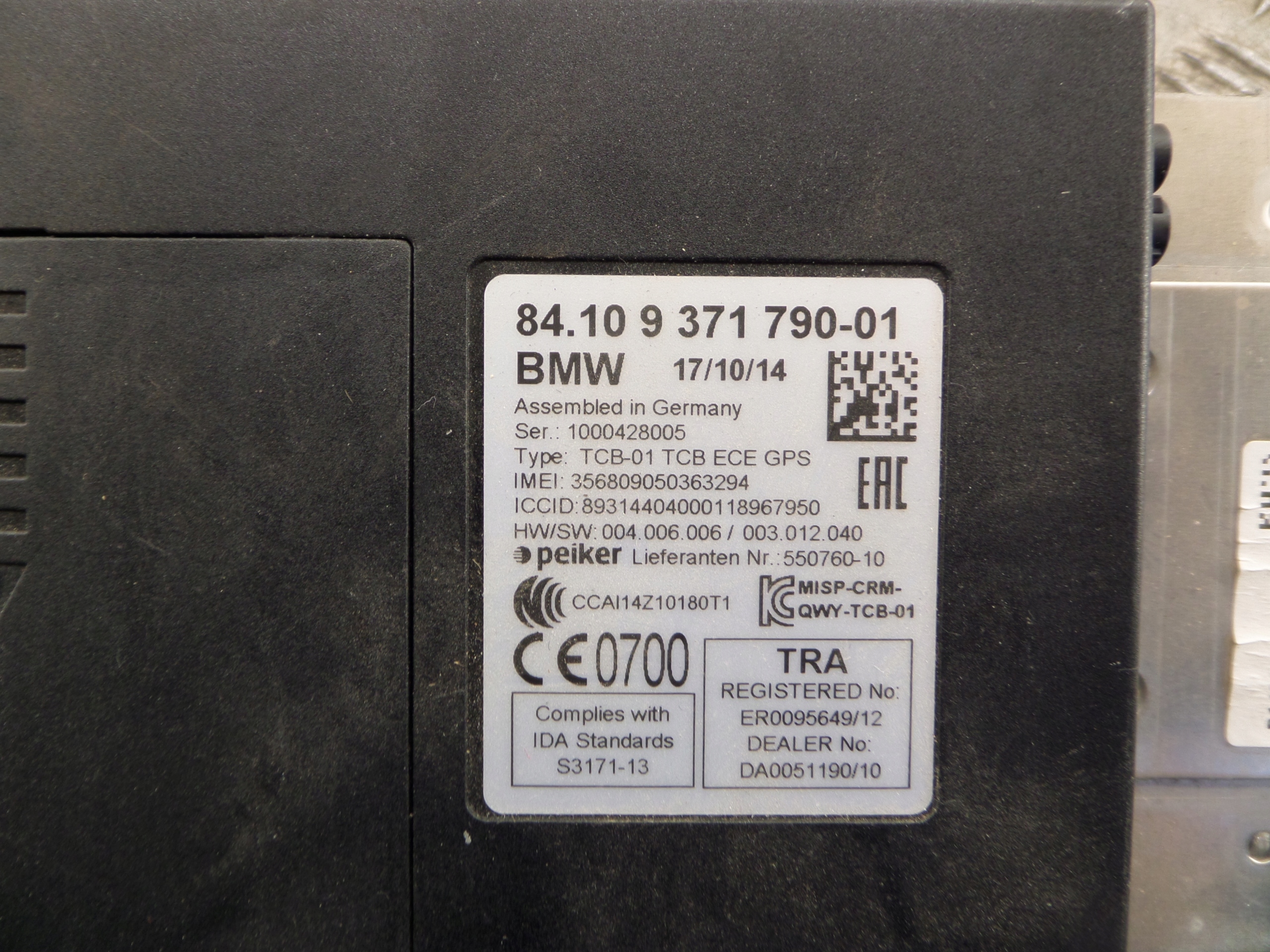 BMW F20 F30 module control unit TELEMATIC 9371790