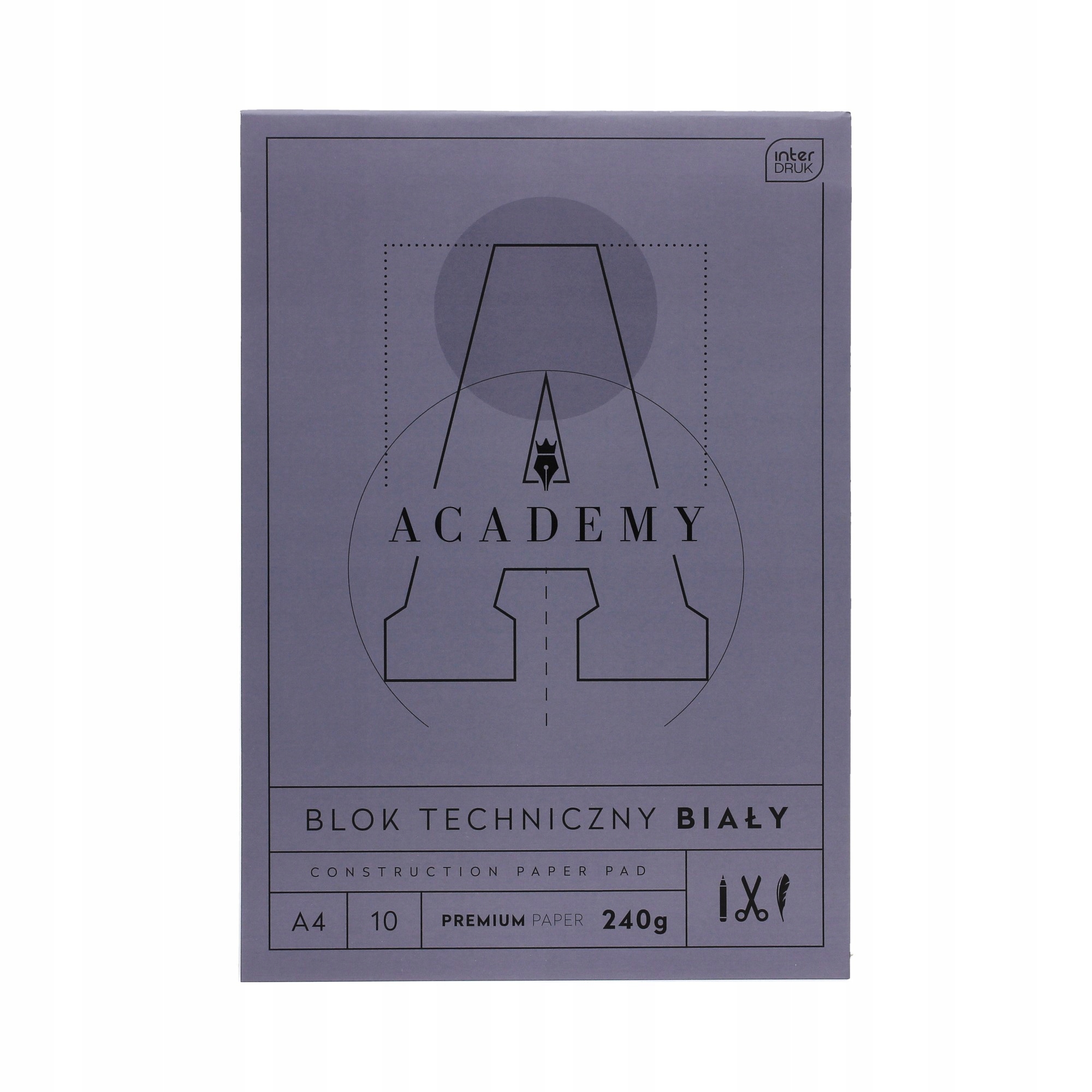 Blok techniczny A4/10 biały Premium Interdruk 240g