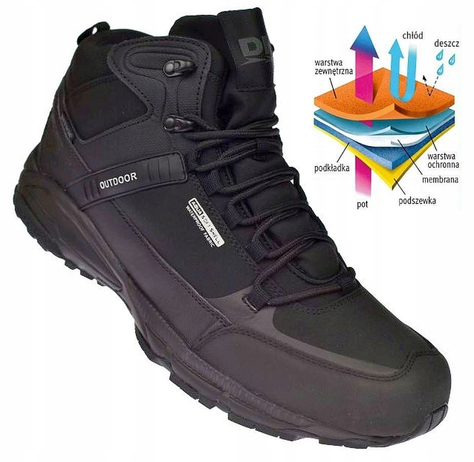 Velké buty trekkingowe męskie Dk 1751 vysoké softshellové membrána vel