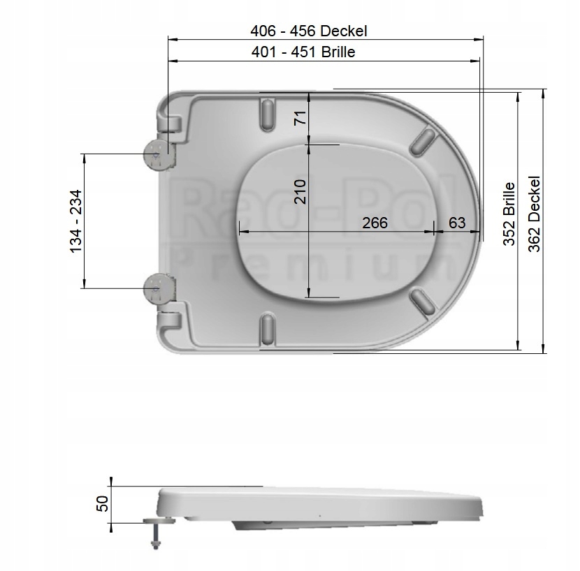 AUSTRIACKA WOLNOOPADAJACA DESKA DO GROHE SEREL Szerokość produktu 36 cm