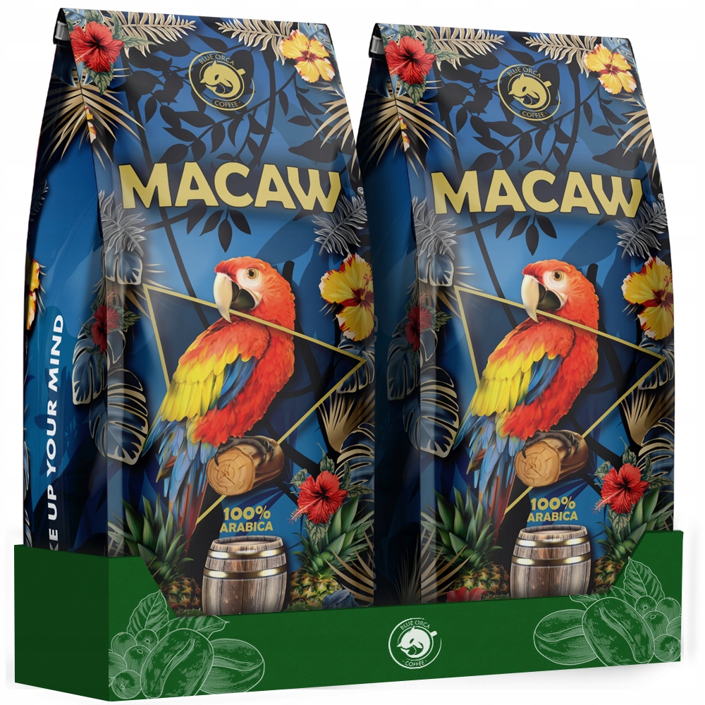 Levně Káva Zrnková Macaw Čerstvě pražená 2X1KG 100% Arabica-blue Orca Coffee