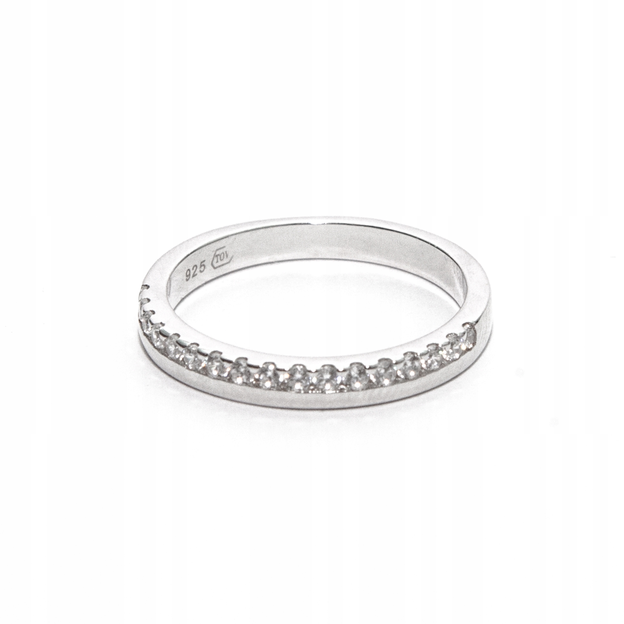 Stříbrný prstýnek snubní prsten jednoduchý zirkony vel 22 stříbro 925