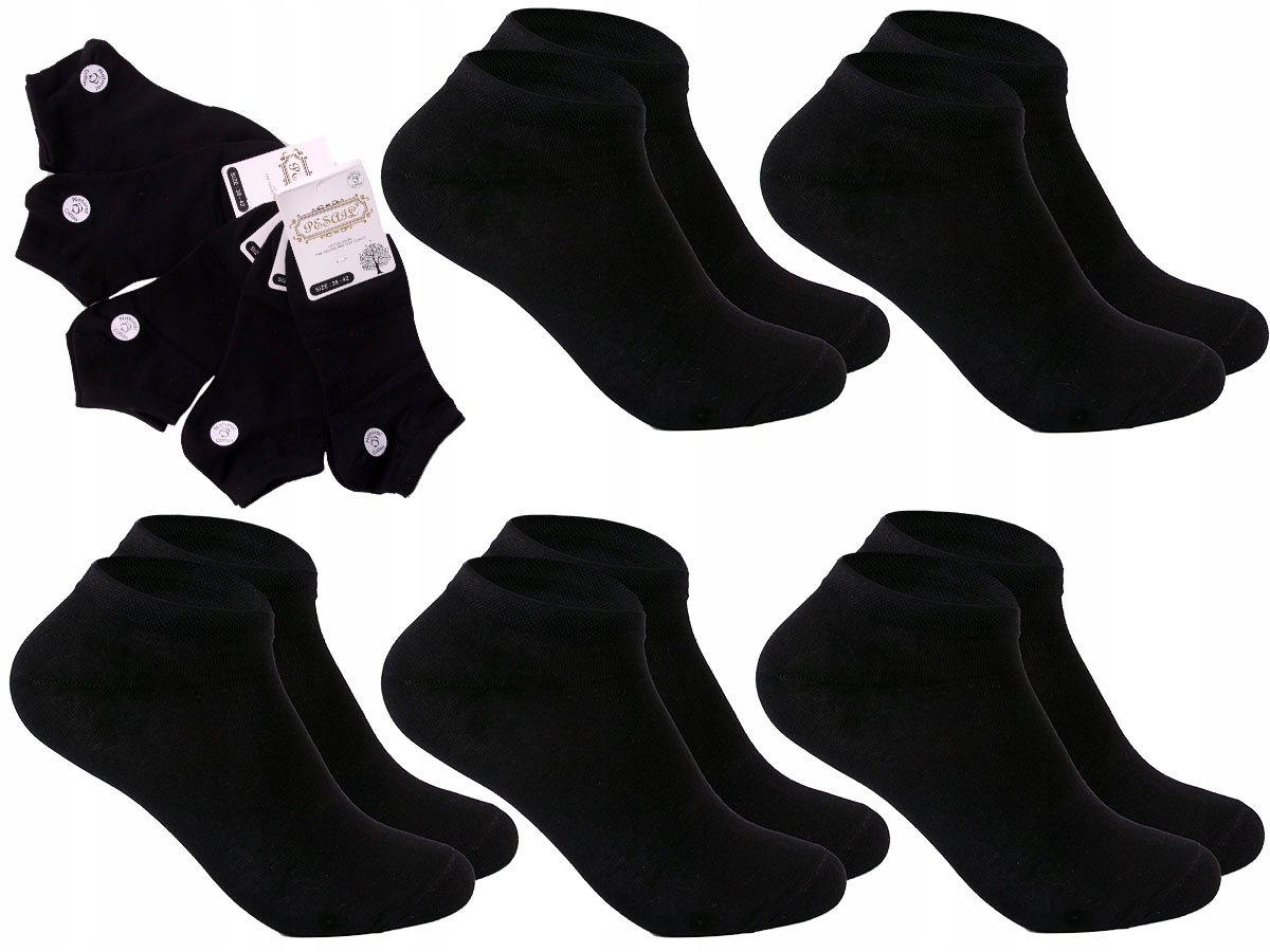 

5X Czarne Stopki Damskie Skarpety Bawełniane 38-42