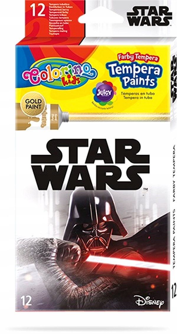 FARBY TEMPERA W TUBACH 12 ML COLORINO KIDS 12 KOLORÓW STAR WARS
