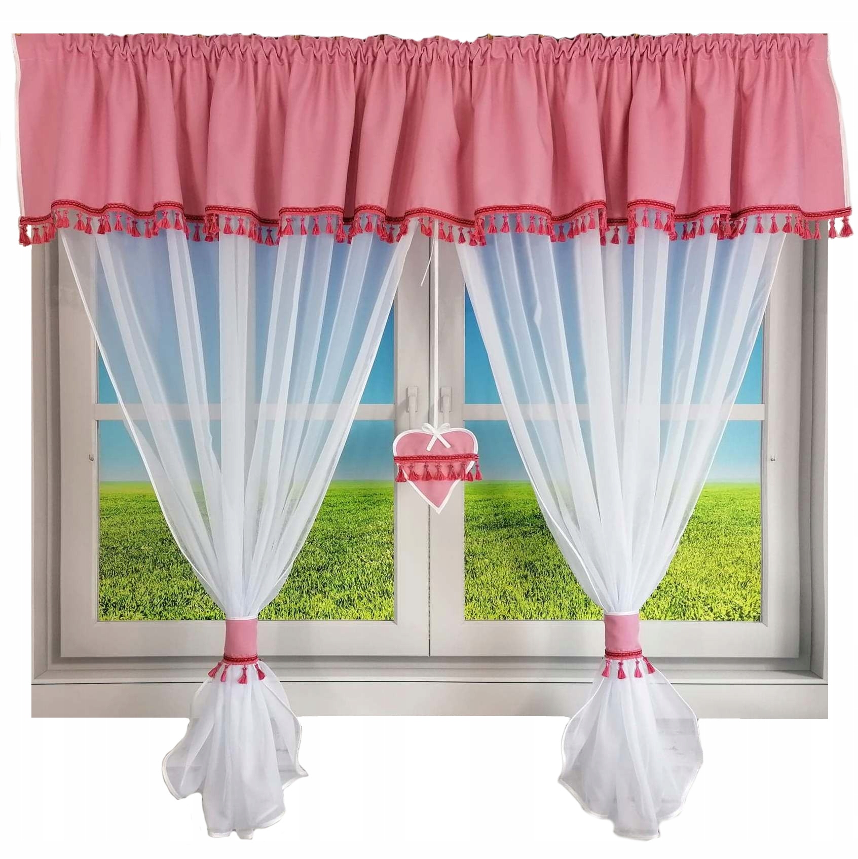 Firanka Lena Frędzle Brudny Róż 300/150