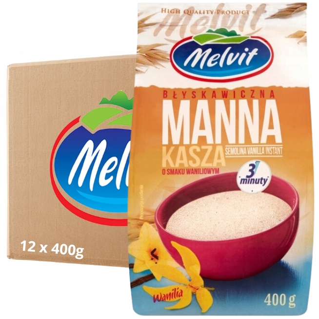 Levně Melvit Blesková kaše Manna s vanilkovou příchutí 400 g x 12 kusů