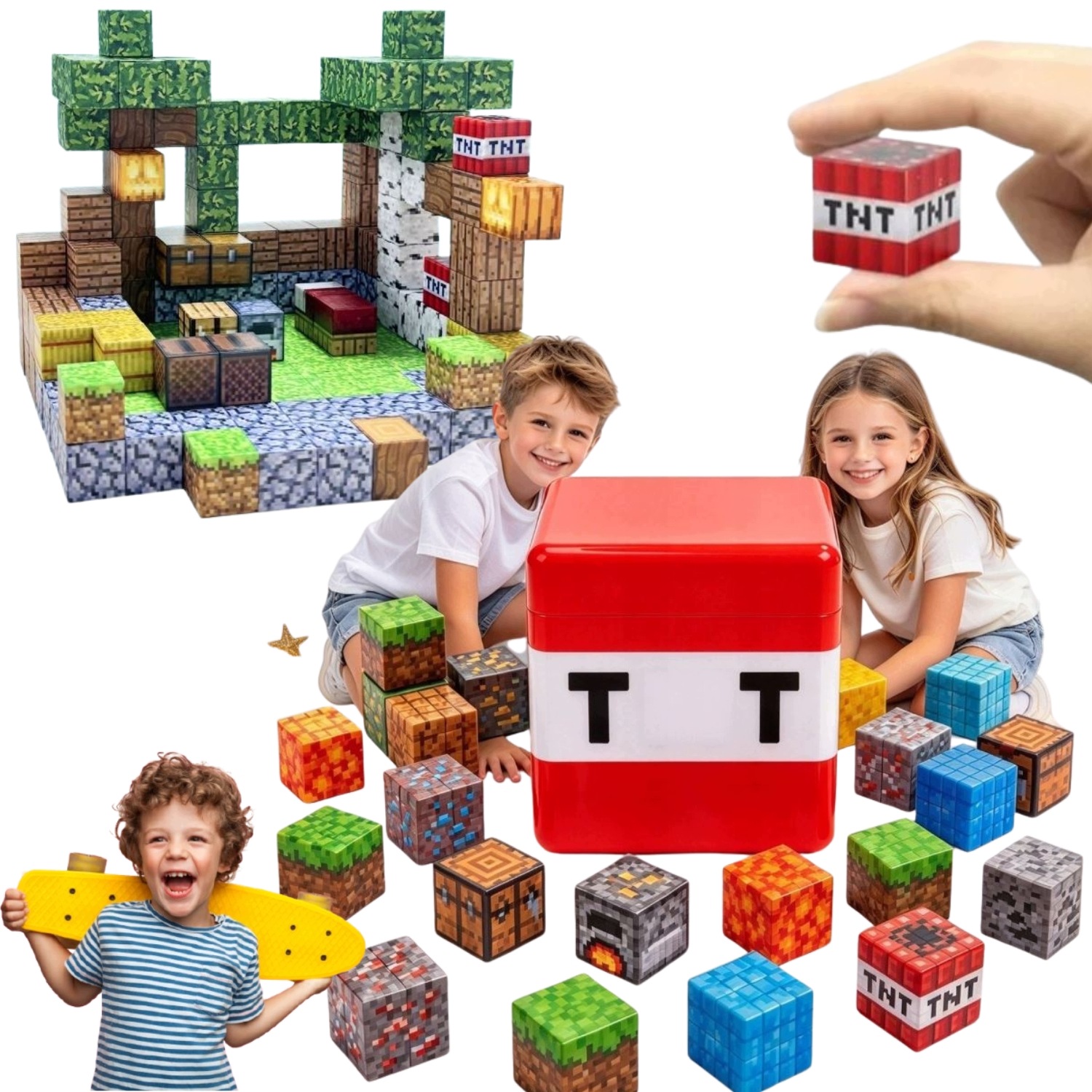 Klocki Magnetyczne Konstrukcyjne Minecraft 300SZT 15 Figurek Pudełko