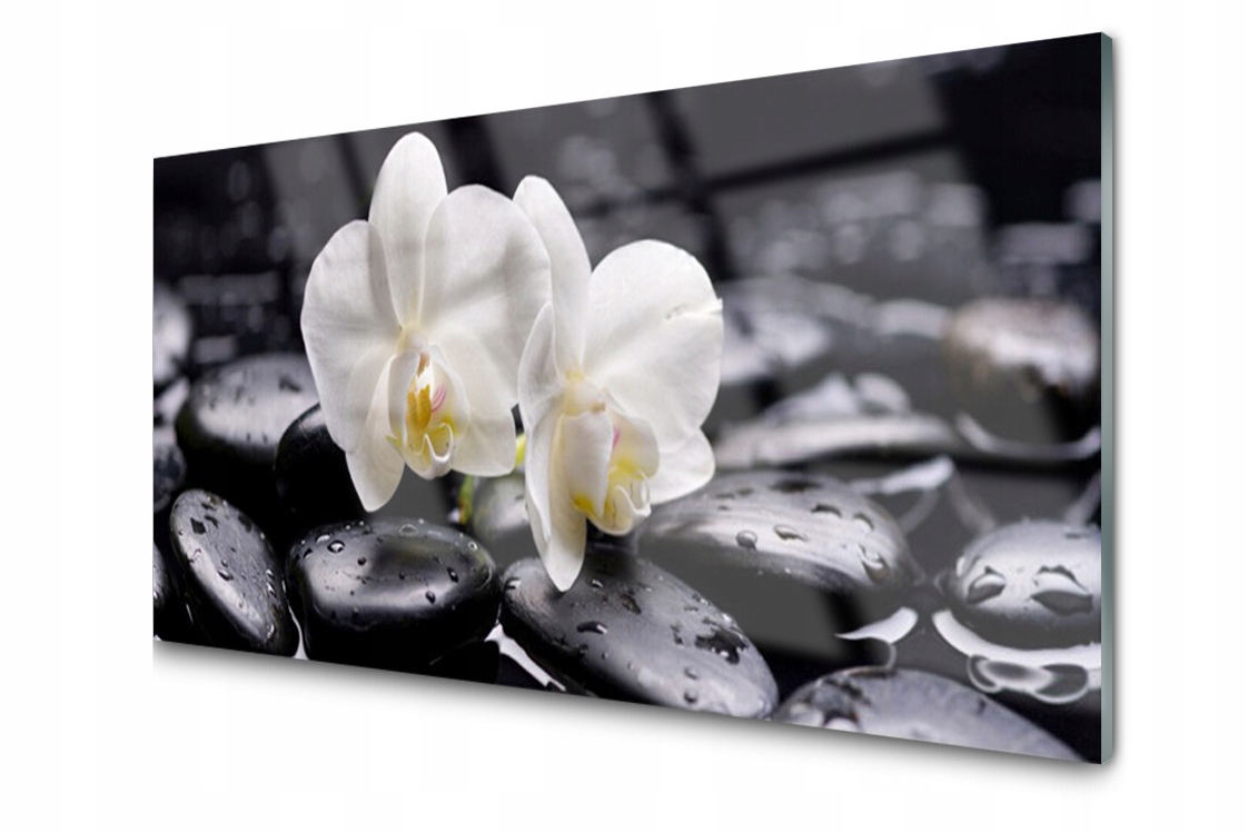 

Panel szklany Płytka Zen Biały Storczyk 140x70