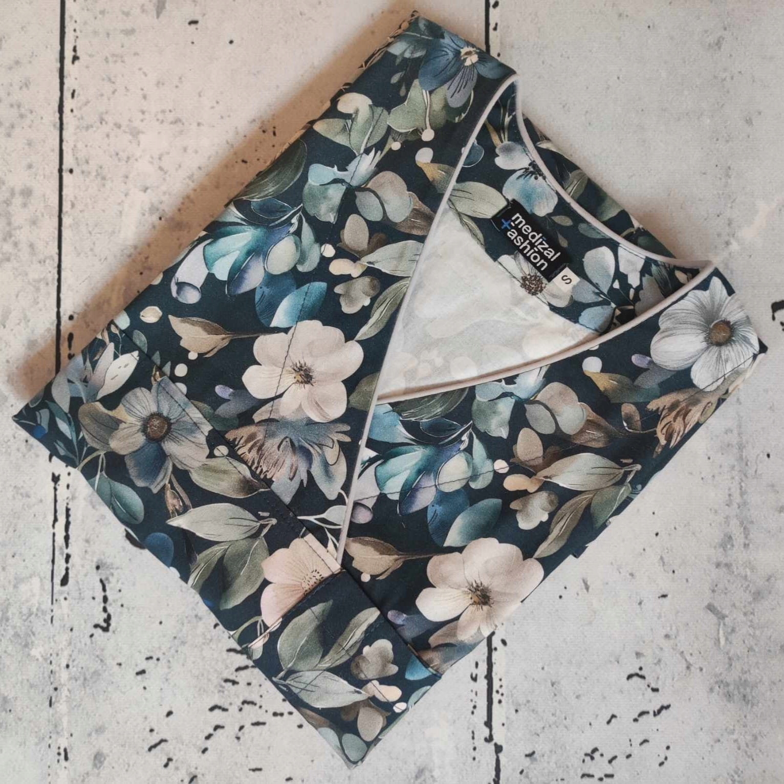 Bluza medyczna Flores Premium kwitnący ogród nocą M