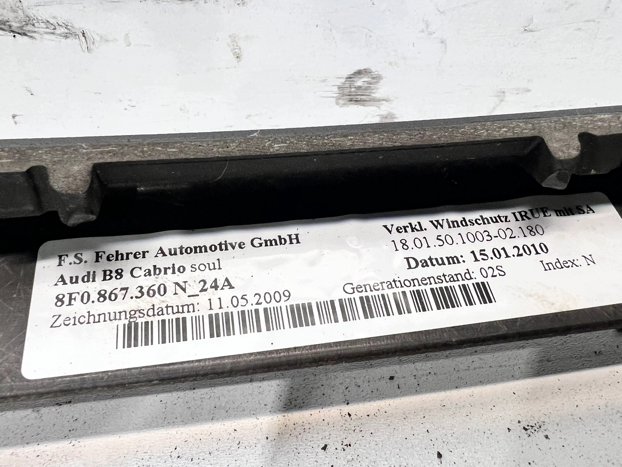 tapacír RAMY OKNA AUDI A5 CABRIO 8F0867360N
