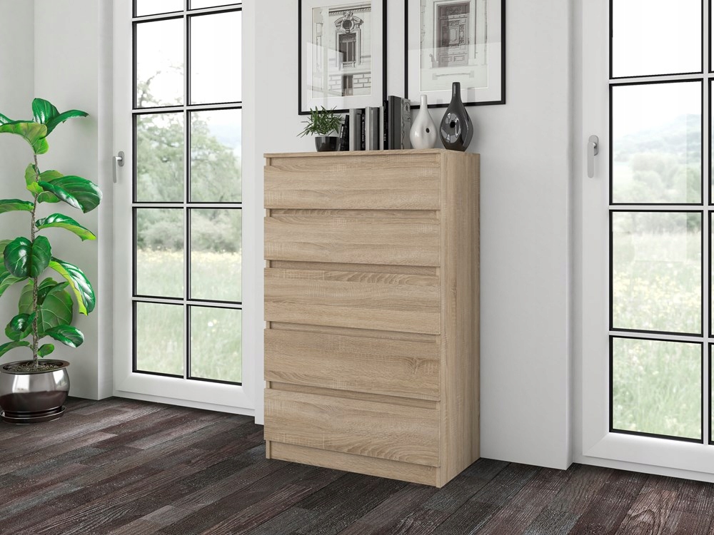 KOMODA 70 cm NOWOCZESNA POJEMNA SZAFKA REGAŁ SZUFLADY MEBLE DĄB SONOMA Szerokość mebla 70 cm