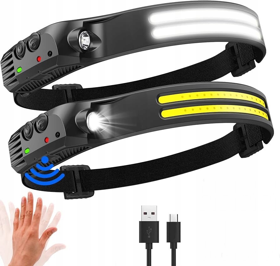 LATARKA LED CZOŁOWA PASEK TAŚMA LED 3W COB SENSOR Z CZUJNIKIEM