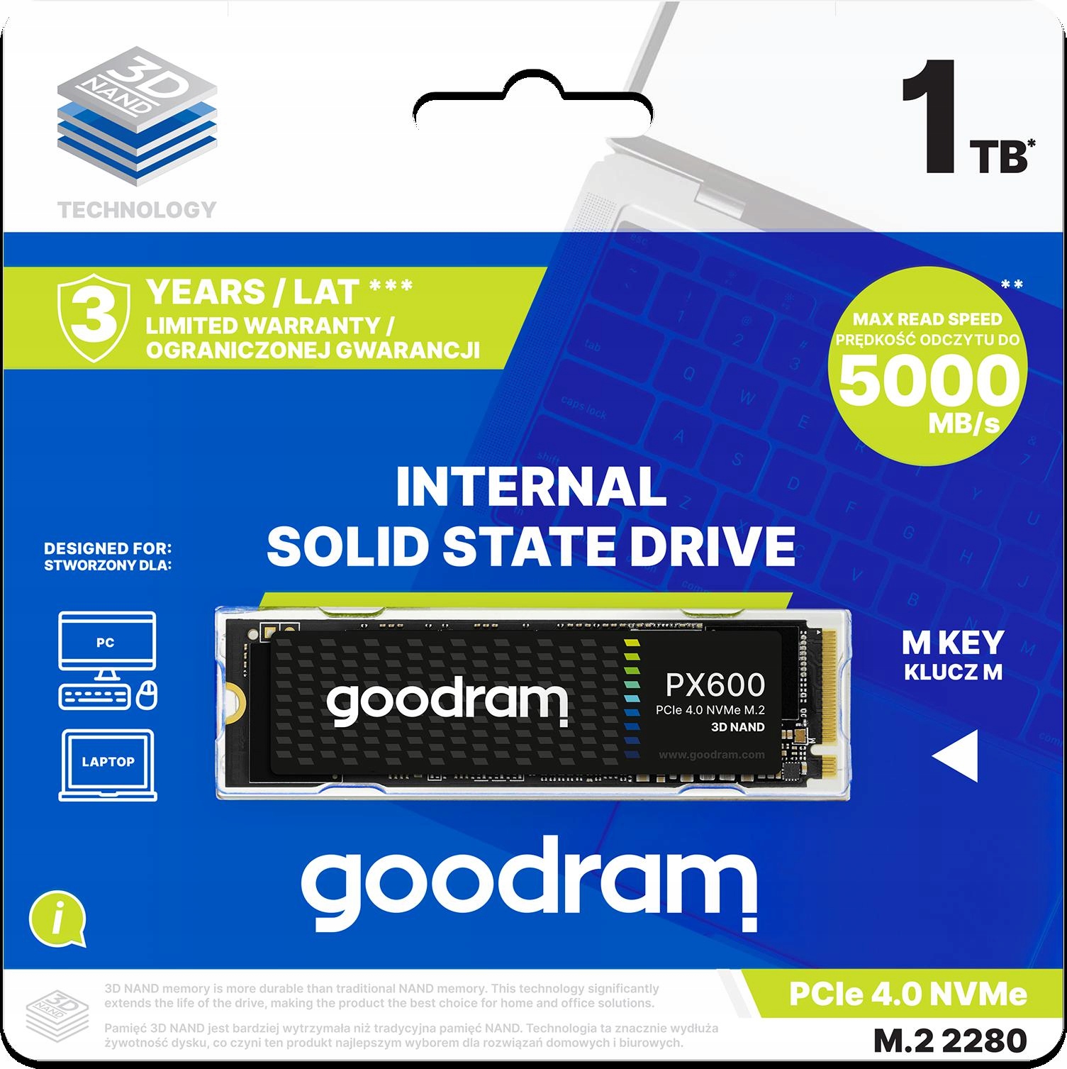 Goodram Ssd disk PX600 1TB M.2 PCIe 4x4 NVMe 2280