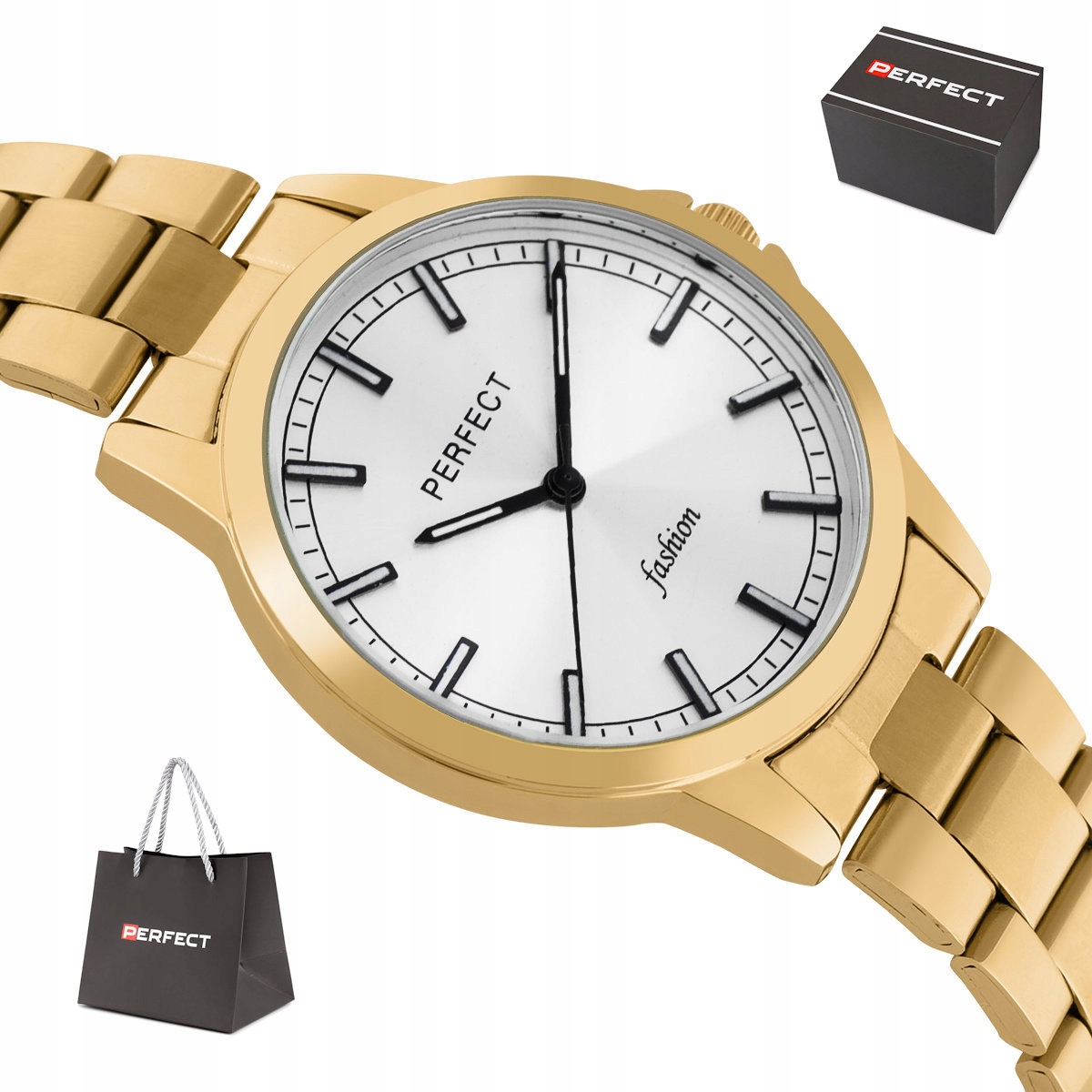 Dámské Zlaté Stříbrné Čitelné Hodinky Perfect Fashion S366-07 35 mm
