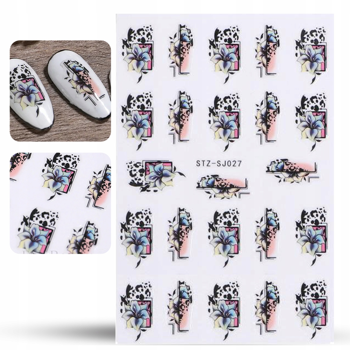NAKLEJKI na paznokcie SAMOPRZYLEPNE do paznokci wzory geometryczne kwiaty