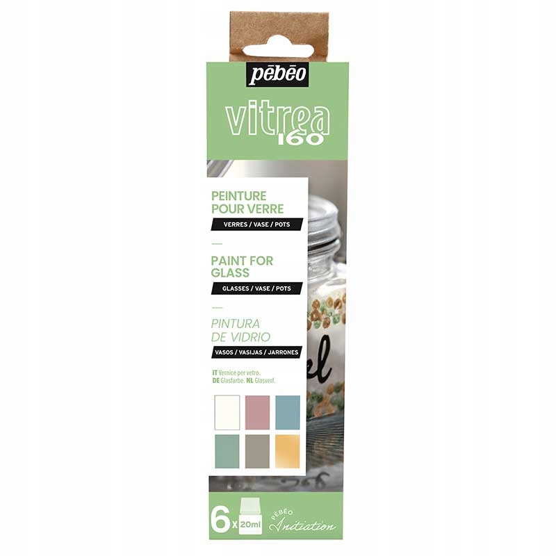 Pebeo Vitrea 160 pastelowe- farby witrażowe 6 kol