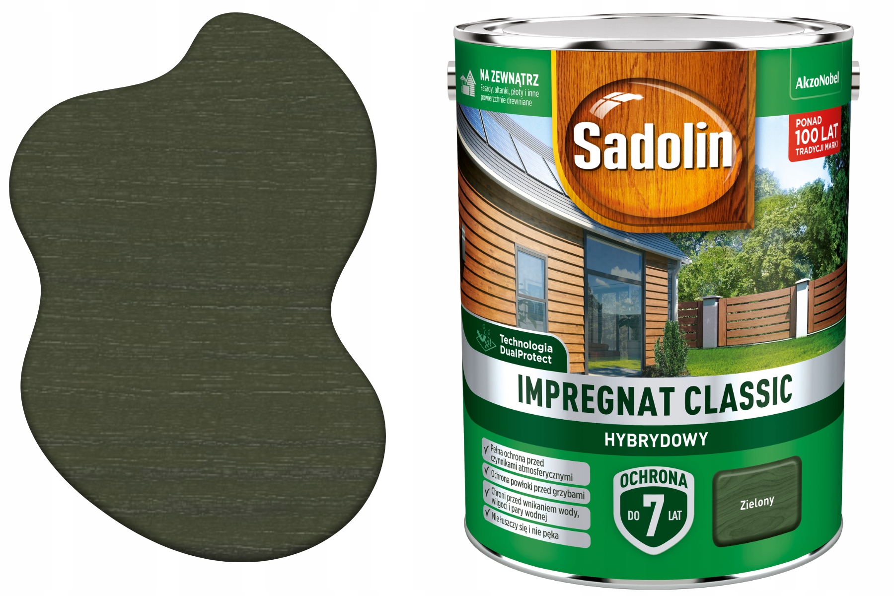 Sadolin Impregnat Zielony 4,5L Hybrydowy Dekoracyjny Classic do drewna
