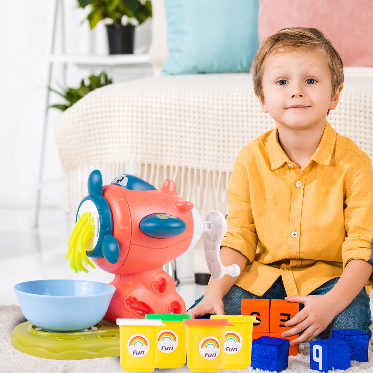 MASA PLASTYCZNA CIASTO WYCISKARKA DO ZABAWY SAMOLOT JETT 4 KUBECZKI Z MASĄ Płeć chłopcy dziewczynki