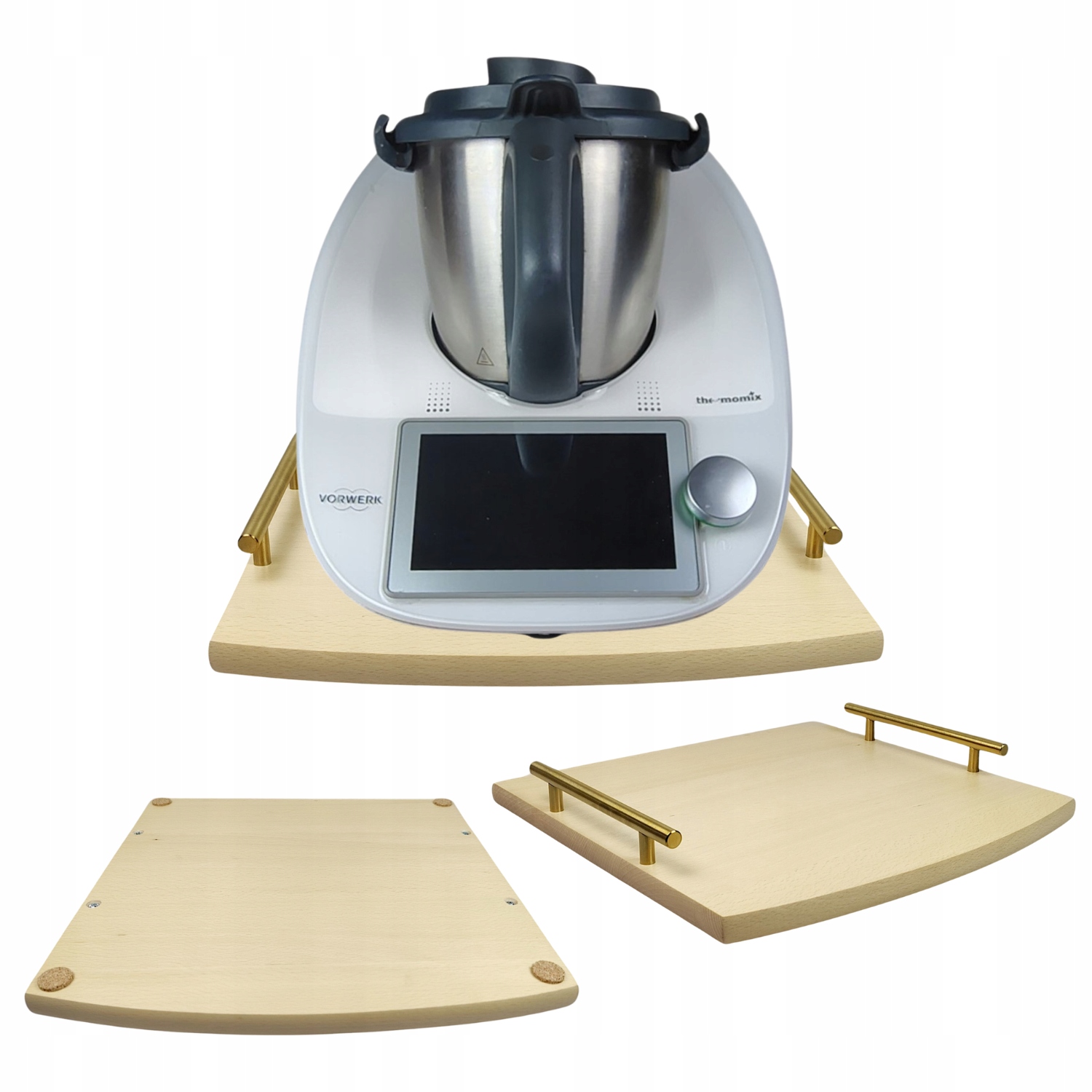 Dřevěná Podložka Pod Termorobot Thermomix, Kovové Úchytky, Buk