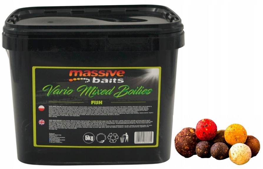 Boilies Massive Baits Vario Fish Mix 14 18 24 mm 5 kg Kbelík