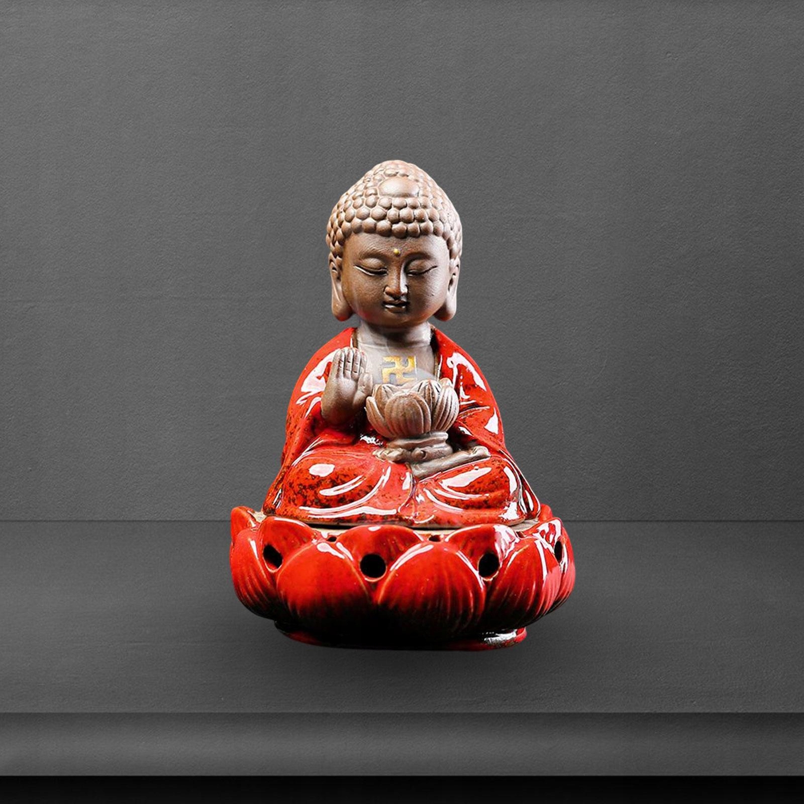 Posąg Buddy Figurki Stożek Stojak czerwony Model 17fcd248-b85b