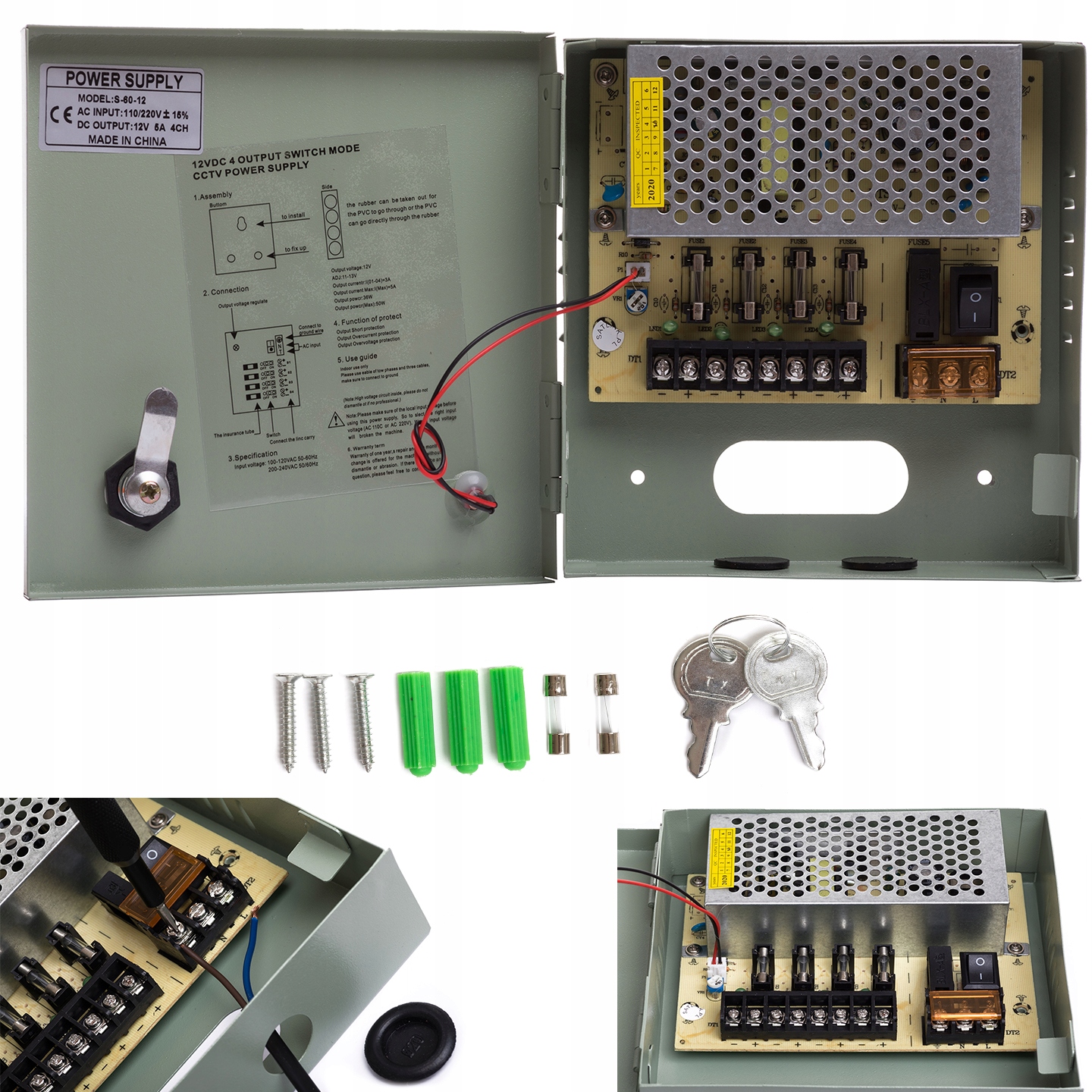 ZASILACZ CCTV 12V 5A MAX 4 KAMER MONITORING